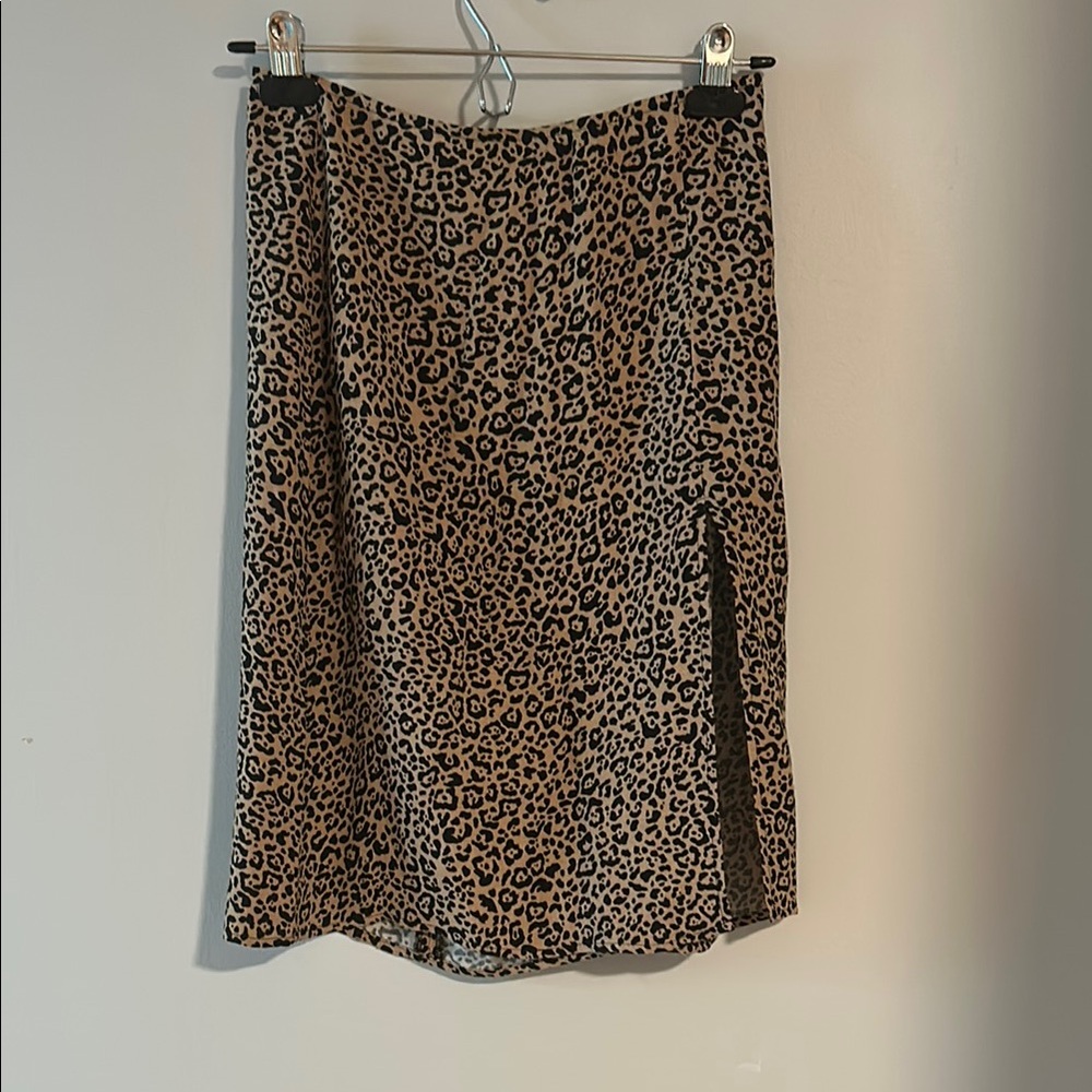 Reformation Midi Length Cheetah Skirt